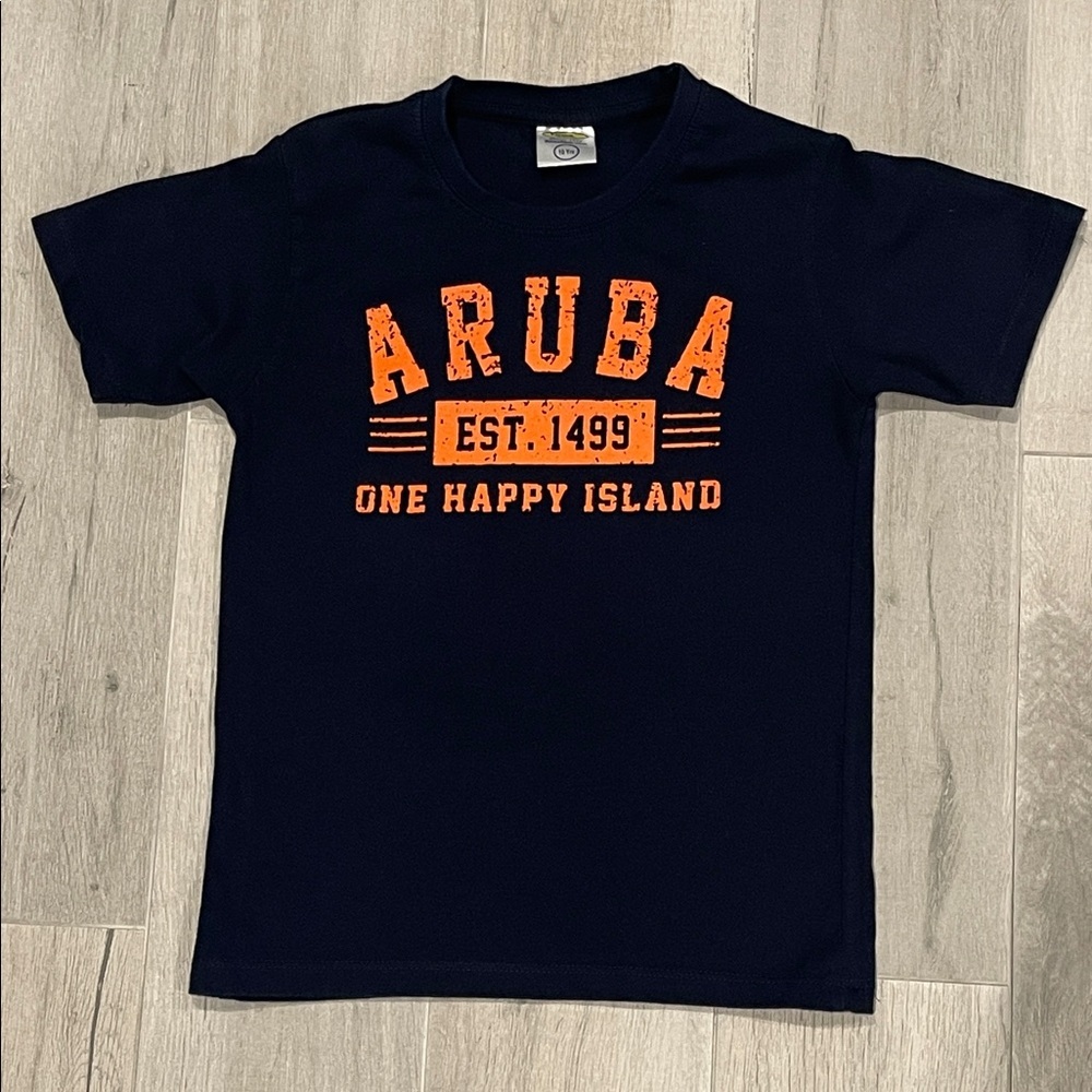 Boys T-shirt Aruba Dark Blue/ Orange Size 10Y Kids